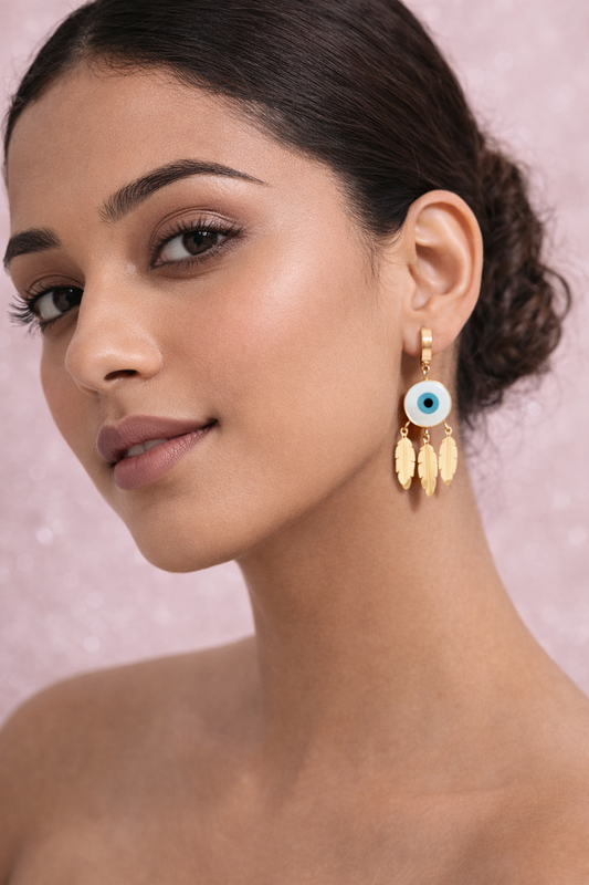 Stainless Steel Evil Eye Dangle Earrings for Women & Girls