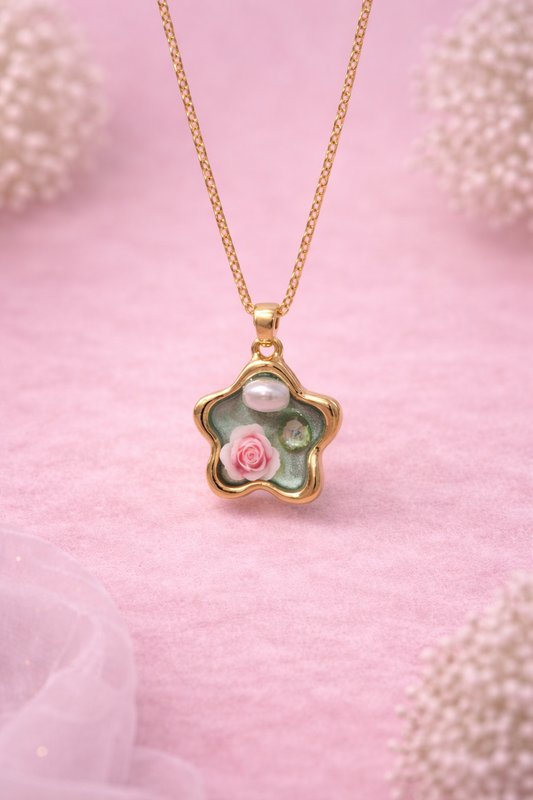 Star Floral Pendant Necklace for Women