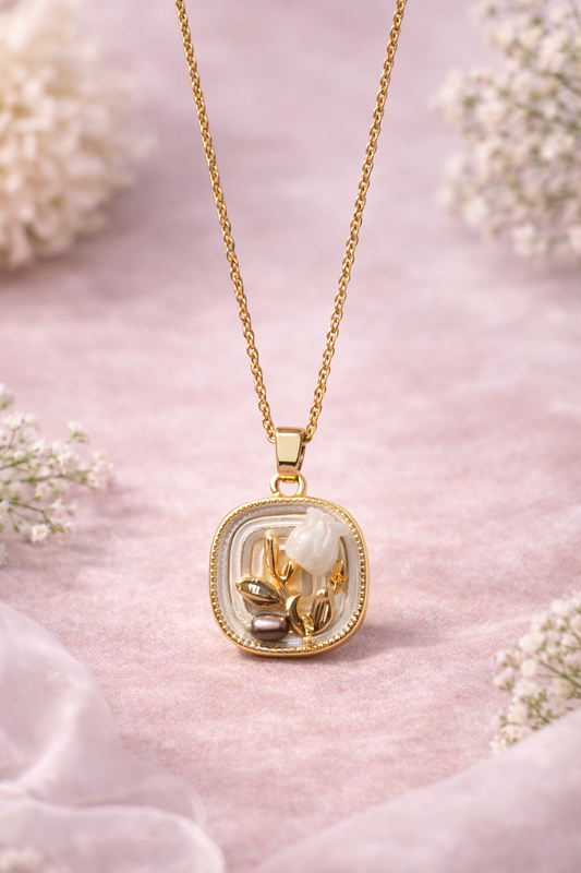 Gold Floral Pendant Necklace for Women