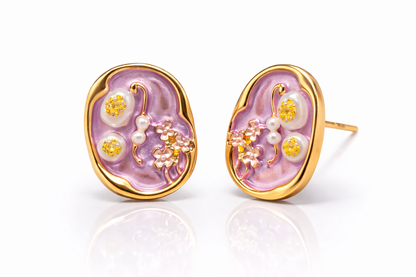 Premium Lavender Floral Pearl Stud Earrings for Women & Girls – Daily & Party Wear