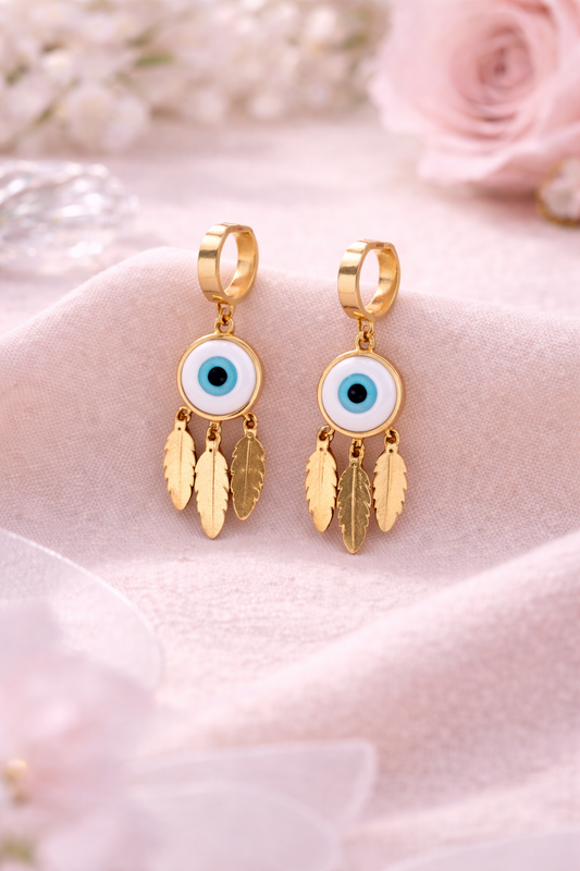 Stainless Steel Evil Eye Dangle Earrings for Women & Girls