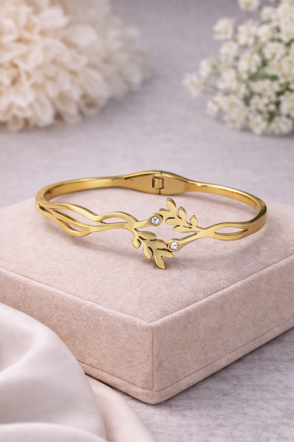 Premium Gold Plated Leaf Design Kada Bracelet for Women