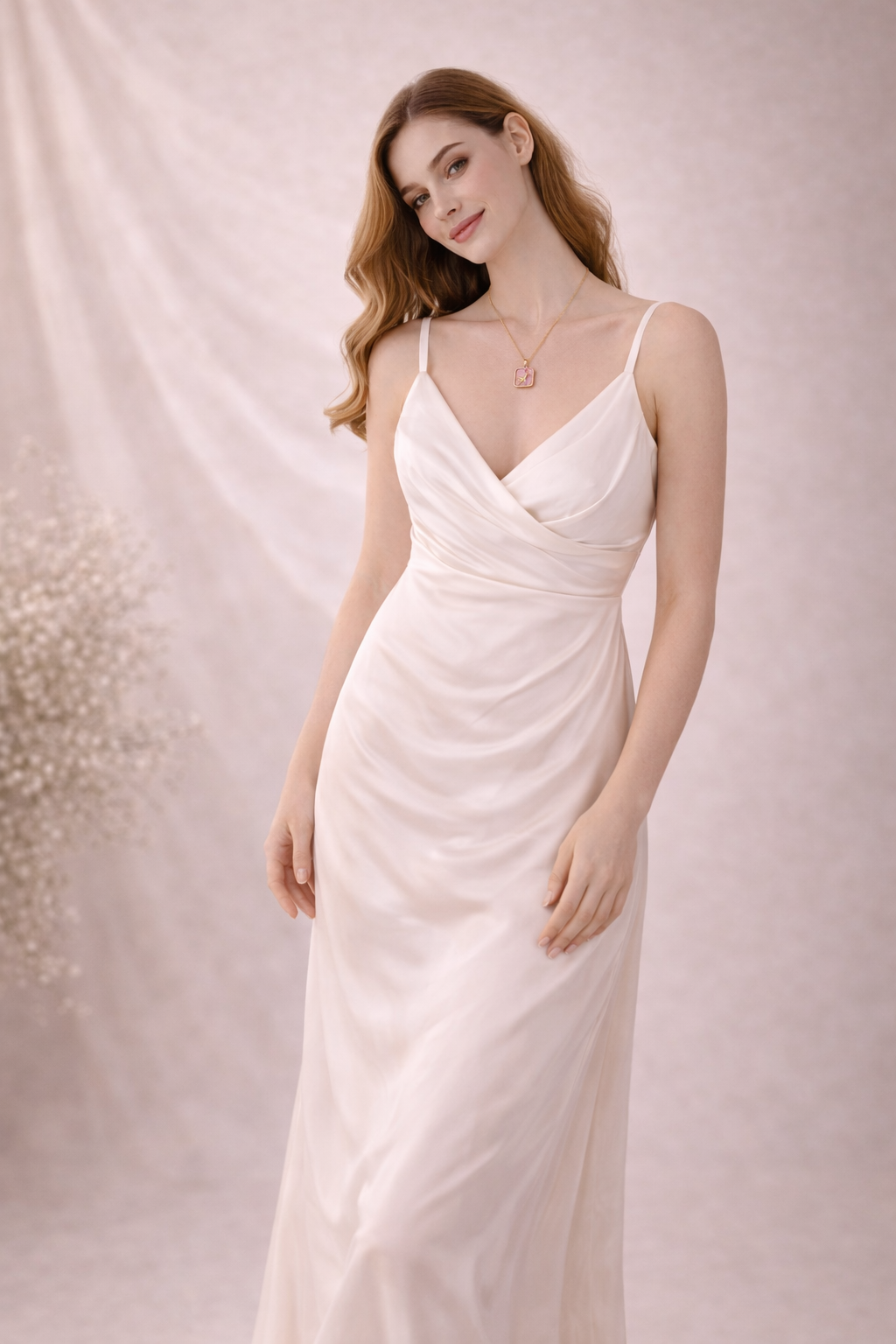 Pink Enamel Gold Pendant Necklace for Women